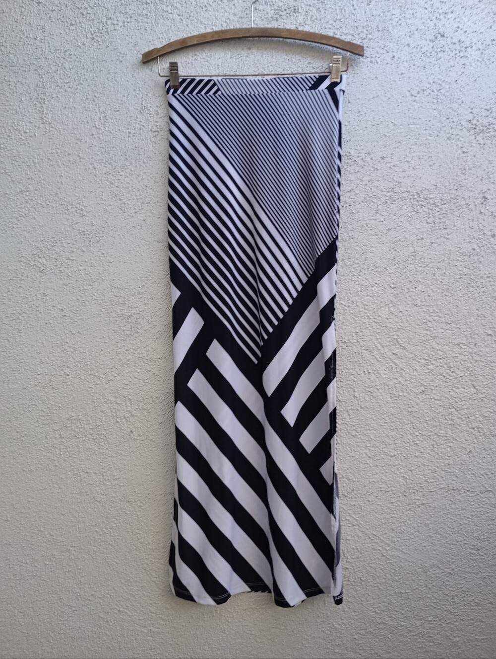 Charlotte Russe Black White Chevron Panel Maxi Skirt Geometric Goth Y2K Small